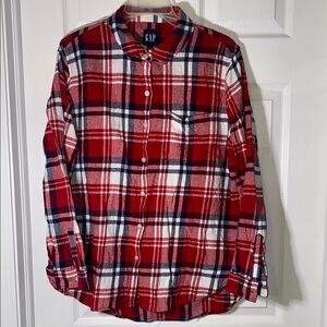 GAP Red and White Casual Button Down Shirt